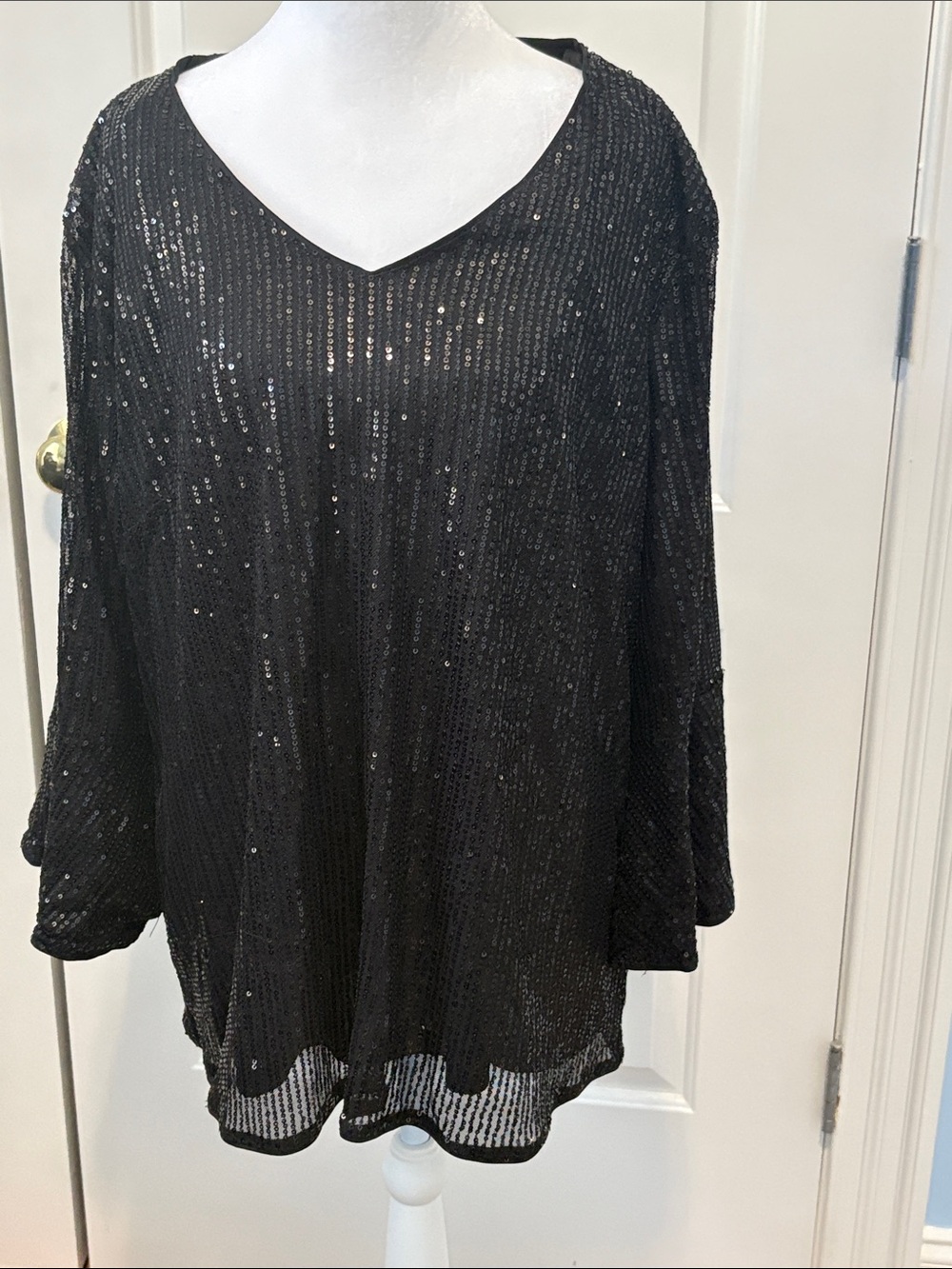 Grace Karin Black Sequin V-Neck Tunic